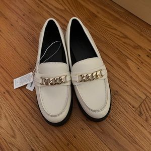 NWT White Leather Loafers